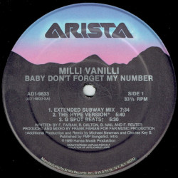 Milli Vanilli - Baby Dont Forget My Number (Extended Subway Mix / Hype Version / Beats / LP Version / Single) SEALED