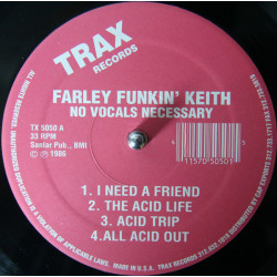 Farley Funkin' Keith - No Vocals Necessary (8 Tracks) I Need A Friend / Acid Trip / The Funk Is On / Bass Lives On (98 Reissue)