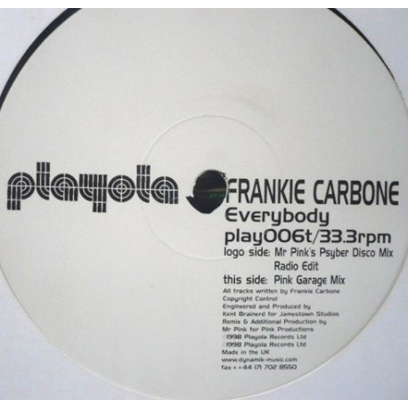 Frankie Carbone - Everybody (Mr Pink & Psyber Disco Mic / Radio Edit / Pink Garage Mix) Vinyl Promo