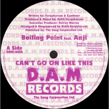 Boiling Point Featuring Anji - Cant Go On Like This / My Love Will Rock Ya