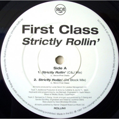First Class - Strictly Rollin (C&J Mix / Da Block Mix / Ignorants Mix / Triple D Remix) 12" Vinyl Promo