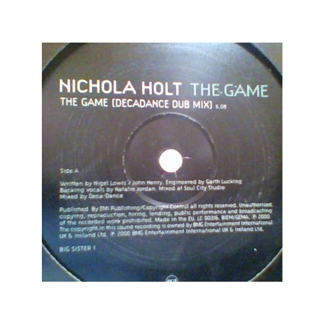 Nichola Holt - The Game (Radio Mix / Decadance Dub) Vinyl Promo