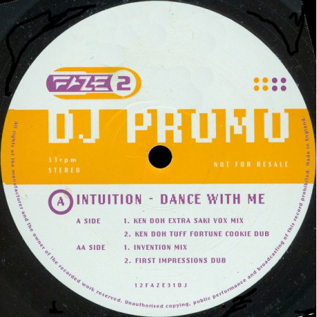 Intuition - Dance With Me (Ken Doh Extra Saki Vox Mix / Ken Doh Dub / Intuition Mix / First Impressions Dub) Vinyl Promo