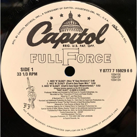 Full Force - Nice N Sleazy (Nice N Eazy Version / Clarks Super Mix / FF Rap Version / Clarks Funky Hip Hop Mix / LP Version)