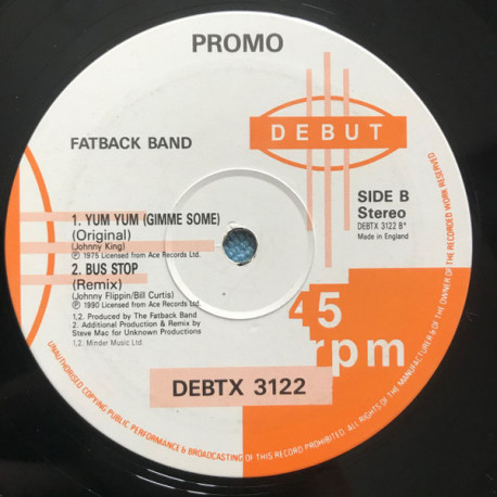 Fatback Band - Yum Yum Gimme Some (Original Version / Steve Mac Remix) / Bus Stop (Steve Mac Remix) Vinyl Promo