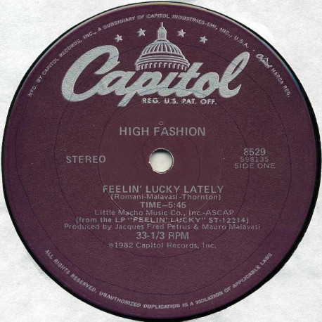 High Fashion - Feelin Lucky Lately (Extended) / Brainy Children