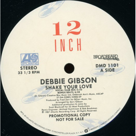 Debbie Gibson - Shake Your Love (Club Mix / Bonus Beats / Bad Dubb / Bassapella / House Version) Vinyl Promo