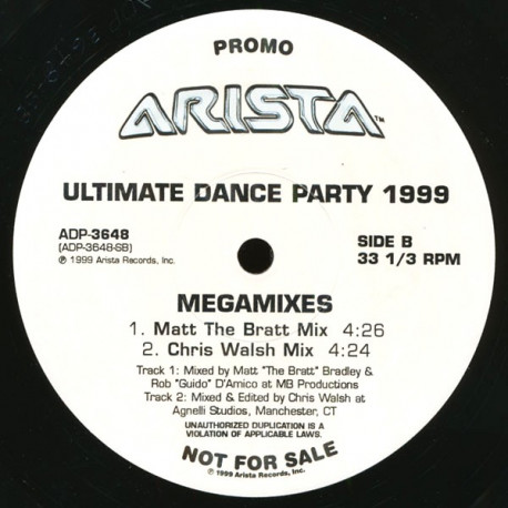 Ultimate Dance Party 1999 - 3 Megamixes (Vinyl Promo)
