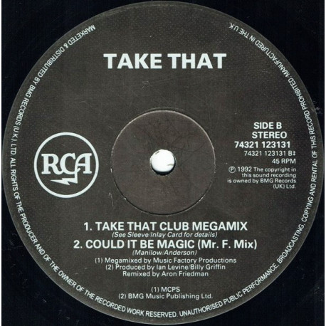 Take That - Could It Be Magic (Deep In Rapinos Club Mix / Mr F Mix) / Music Factory Megamix