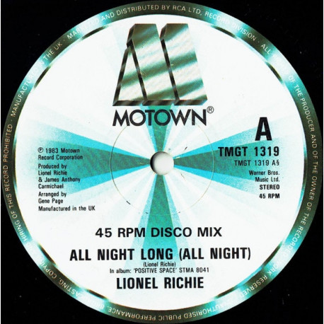 Lionel Richie - All Night Long (Full Length Version) / Wandering Stranger
