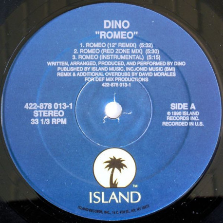 Dino - Romeo (12" Remix / Red Zone Mix / Instrumental / Radio Edit / Dub / Loopapella) SEALED