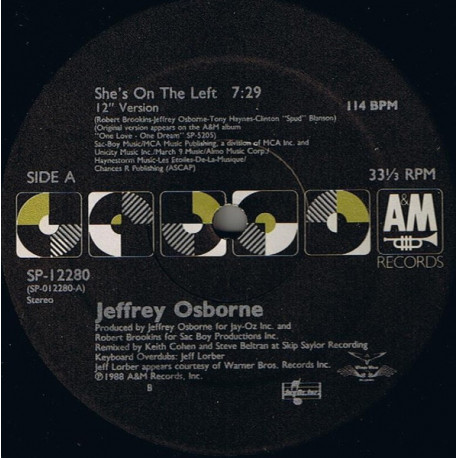 Jeffrey Osborne - Shes On The Left (12" Version / Dub / Acappella) SEALED