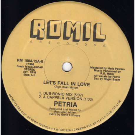 Petria - Lets Fall In Love (Long Version / Short Version / Dub Ronic / Acappella)
