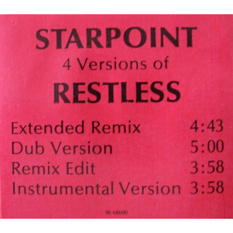 Starpoint - Restless (Extended Remix / Dub / Instrumental / Edit) SEALED