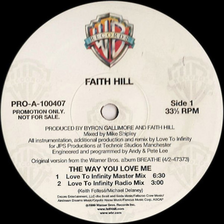 Faith Hill - The Way You Love Me (4 Love To Infinity Remixes) Vinyl Promo