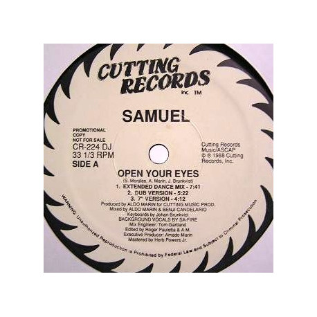 Samuel - Dont Set Me Free (House Mix / Dub / 7" Version) / Open Your Eyes (Extended Dance Mix / Dub / 7" Mix) Vinyl Promo