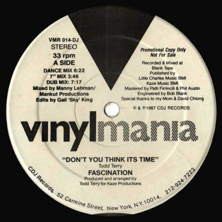 Fascination - Dont You Think Its Time (Dance Mix / Dub / 7" Mix / Club Mix / Transformer / Bonus) Vinyl Promo
