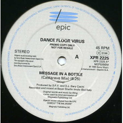Dancefloor Virus - Message In A Bottle (Castarave Mix / Radio Edit / Dub On The Raft) Vinyl Promo