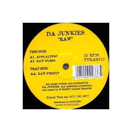 Da Junkies - Raw (Apocalypso / Raw Flesh / Raw Frenzy) Vinyl Promo