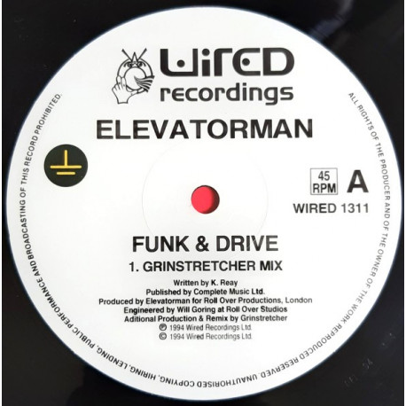 Elevatorman - Funk & Drive (Grinstretcher Mix / Grinstretcher Dub) Vinyl Promo