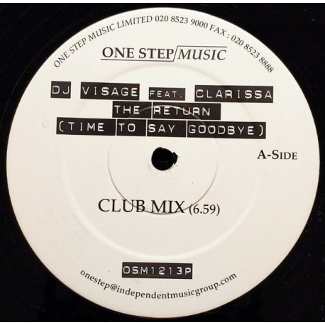 DJ Visage Featuring Clarissa - The Return (Time To Say Goodbye) Club Mix / Return Mix