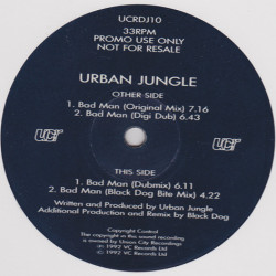 Urban Jungle - Bad Man (Original / Dub / Digidub / Black Dog Bite Mix) Vinyl Promo