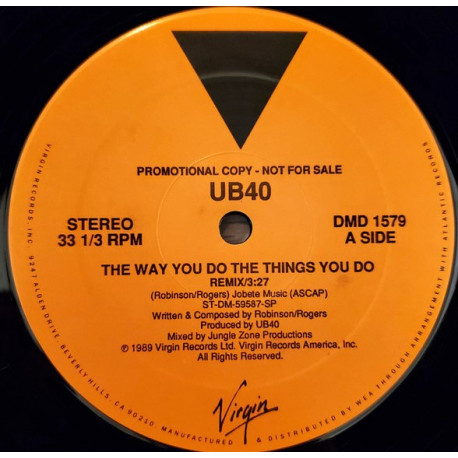 UB40 - The Way You Do The Things You Do (LP Version / Remix) US Vinyl Promo