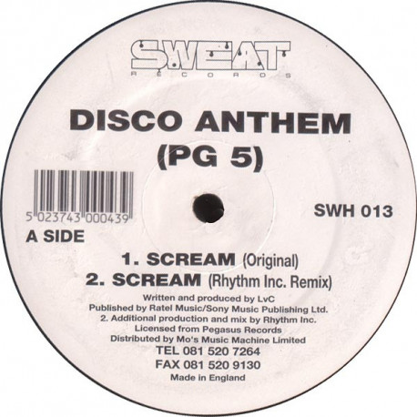 Disco Anthem (PG 5) - Scream (Original / Rhythm Inc Remix) / Organic (Original / RAW Remix)