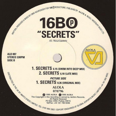 16B - Secrets (Original Mix / Swim Into Deep Mix / Late Mix)