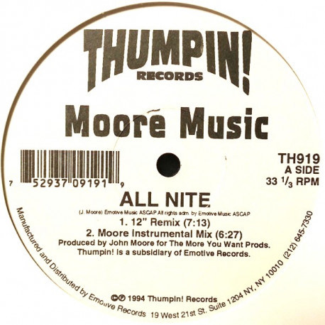 Moore Music - All Nite (12" Remix / Instrumental) / Hey (Get Down)  12" Remix / Instrumental