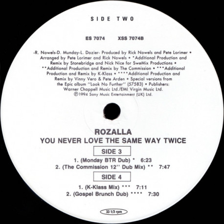 Rozalla - You Never Love The Same Way Twice (K Klass Mix / Gospel Brunch Dub / Monday BTR Dub / Commition Dub)