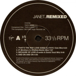 Janet Jackson - Remixed (LP 1 of a 2LP Set)  Thats The Way (CJ FXTC Club Mix) / Because Of You (Knuckles Mix) NO COVER