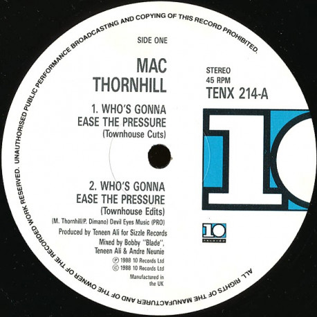 Mac Thornhill - Whos Gonna ease The Pressure (Townhouse Cuts / Townhouse Edit / Club Mix)
