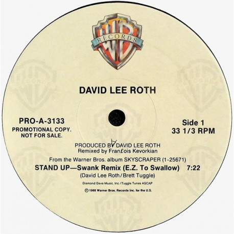 David Lee Roth - Stand Up (Francois Kevorkian Swank Remix / Extended Edit) Vinyl Promo