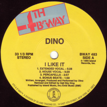Dino - I Like It (Extended / House Mix / Percappella / Beats / 7" Edit / Sample Dub / Sky's Dub) SEALED Vinyl