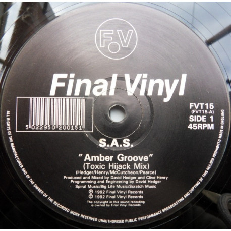 SAS - Amber groove (Toxic Hijack mix / Amber Trance / Respect To The Brook mix) Vinyl Promo