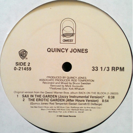 Quincy Jones - The Secret Garden (Sweet Seduction Suite Part 1 & 2 / Sax In The Garden Instrumental) US Pressing