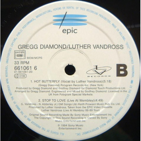 Gregg Diamond Featuring Luther Vandross - Hot Butterfly / Luther Vandross - Love The One Youre With / Stop To Love (Live)
