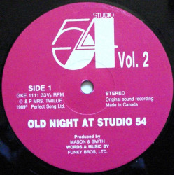 Old Night At Studio 54 - Volume 2 (Two Soul And Funk Megamixes) Cover Edges Worn, Vinyl Fine