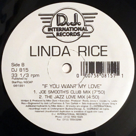 Linda Rice - If You Want My Love (Joe Smooth Club Mix / Jazz Love Mix / Mikes Radio Mix / T MC2 Mix)