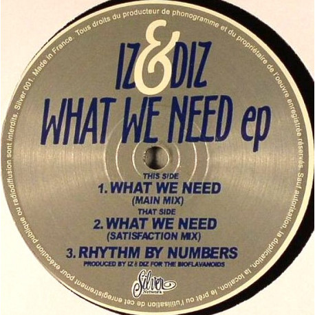 Iz & Diz - What we Need (Main Mix / Satisfaction Mix) / Rhythm By Numbers