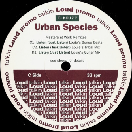 Urban Species - Listen (Louie Vega Tribal Mix / Louie Vega Guitar Mix / Louie Bonus Beats) Half A Double Promo