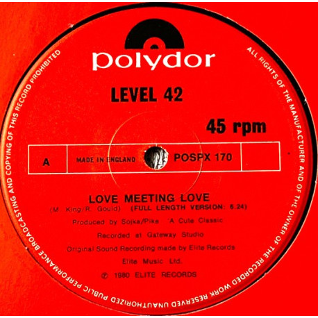 Level 42 - Love Meeting Love (Full Length Version / Instrumental) Vinyl 12"