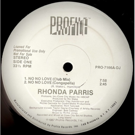 Rhonda Parris - No No Love (Club Mix / Congapella / Radio Edit / Dub) Vinyl Promo