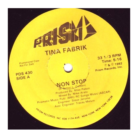 Tina Fabrik - Non Stop (5.15 Mix) DJ Vinyl Promo