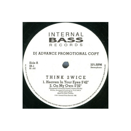 Think 2wice - Heaven In Your Eyes / On My Own / Ease The Pressure / Heaven Mental (Vinyl Promo)