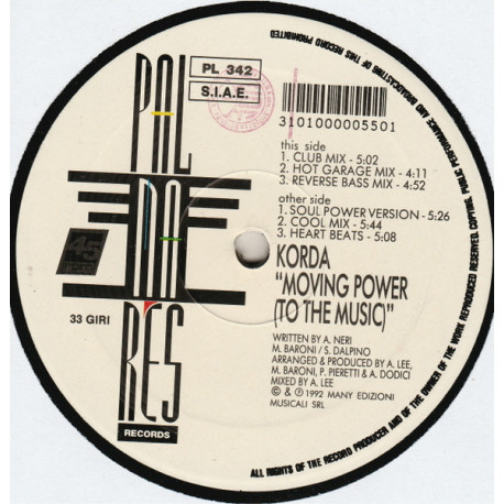 Korda - Move Your Body (Club Mix / Hot Garage Mix / Reverse Bass Mix / Soul Power Version / Cool Mix / Heart Beats) 12" Vinyl