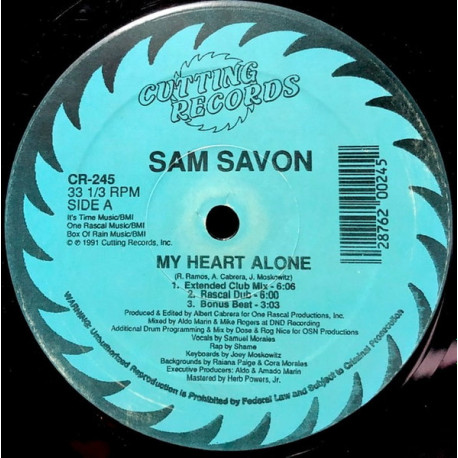 Sam Savon - My Heart Alone (2 In A Room Mix / House Mix / Radio Version / Club Mix / Dub / Beats) SEALED Vinyl