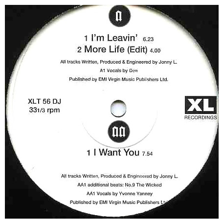 Jonny L - I Want You / Im Leavin / More Life (Edit) Vinyl Promo