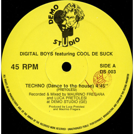 Digital Boys Featuring Cool De Suck - Techno (Dance To The House) / Kokko (Elettro Mix / Suicide Mix)